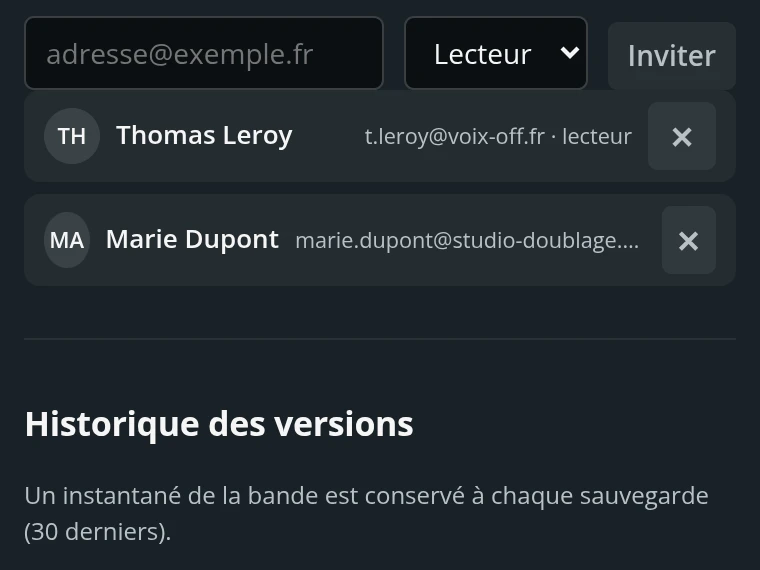 Invitation de collaborateurs lecteurs et éditeurs sur un projet de doublage